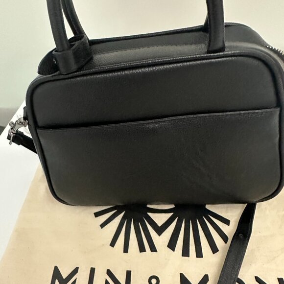 MIN & MON Marino Medium Crossbody Black Leather Bag NWOT - Picture 4 of 8